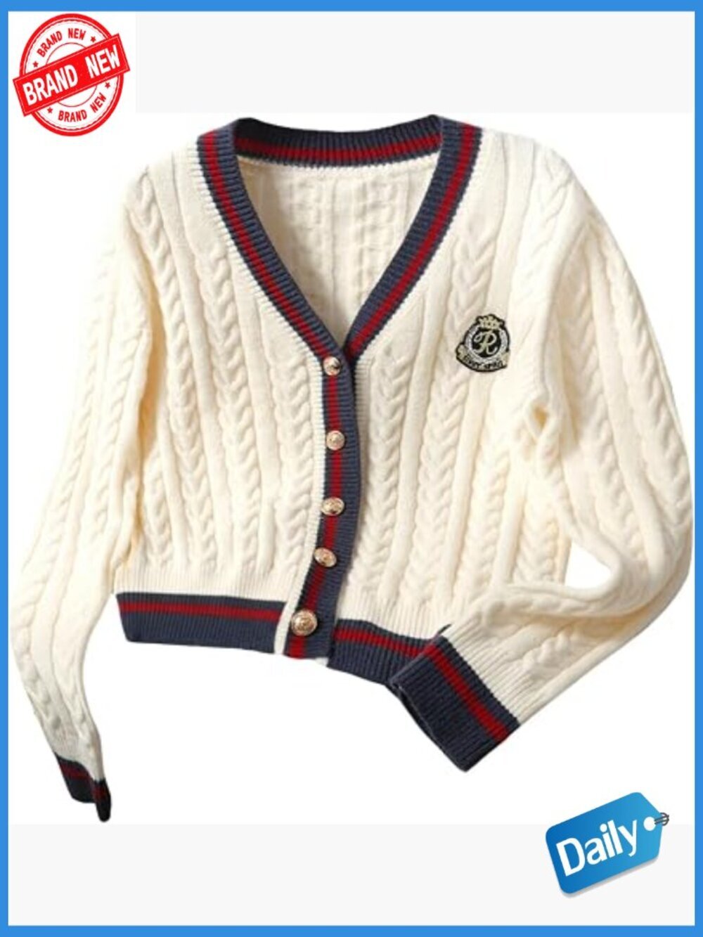 Womens Cable Knit Cardigan Button Up V Neck Preppy Sweater Fall Knit
